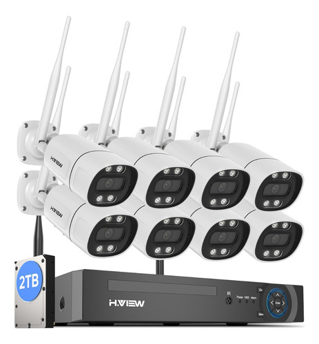 Kit 8 Cámaras De Seguridad Videovigilancia Wifi 2tb Audio 