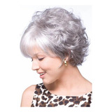 Mujer Plata Blanco Gris Ombre Peluca Pelo Sintético Corto Y