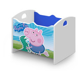 Caixa Organizadora Baú Infantil Mdf Peppa Pig Azul - George