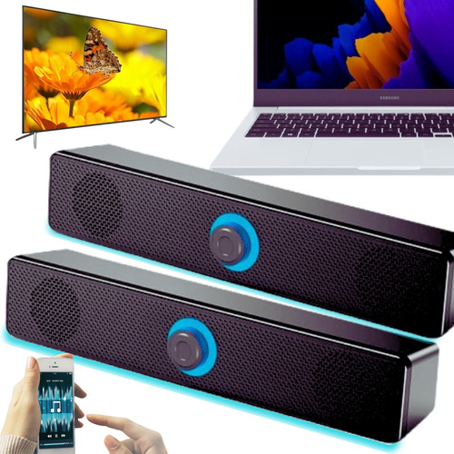 2 Caixa De Som Soundbar Pc P2 Caixinha Alto Falante Potente