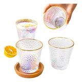 Vaso Vidrio Esmerilado Borde Dorado Set X6 280 Ml Vintage