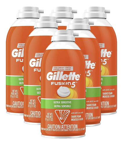 Gillette Fusion5 Ultra Sensitive Shave Foam, 11 Ounce (pack