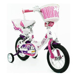 Gts Bicicleta Infantil De Paseo Rodado 12 Con Canasto 3307 Color Blanco Con Rosa