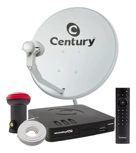 Receptor Digital Century Midiabox + Kit Antena 60cm Cabo Lnb