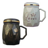 Pack 2 Tazas Mug Cerámica King & Queen Café O Te