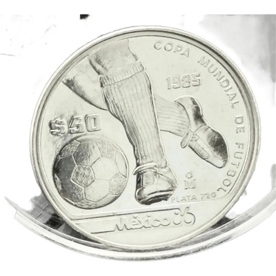 Moneda 50 Pesos Plata Mundial Futbol México 86 1985 | MercadoLibre