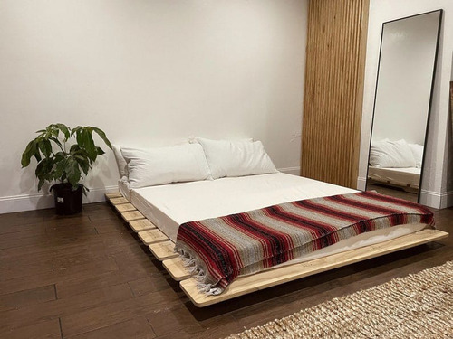 Cama De Madera Tatami Japonés Base Matrimonial Recámara