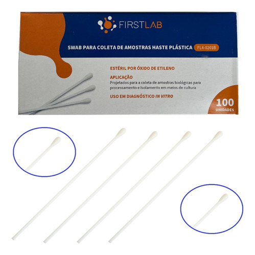 Swab Para Coleta De Amostras Estéril Cx 100 Unids.