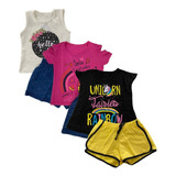 5 Conjuntos Roupa Barata Infantil Feminino Diva Luxo Verão