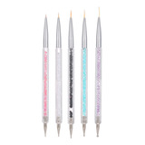 Shaoke 5 Peças Nail Art Liner Pen Uv Gel Pintura Pincel De