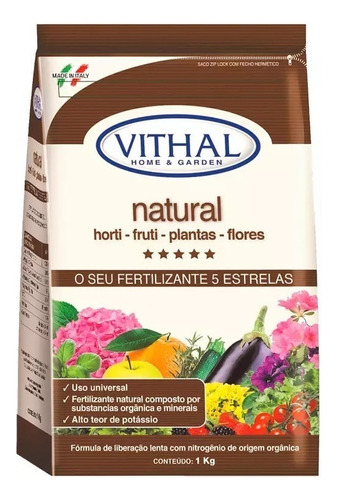 Fertilizante Natural Horti Fruti Plantas Flores Vithal 1kg