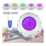 Foco Led Piscina Con Control Remoto 24w Color 12v Rgb Ip68