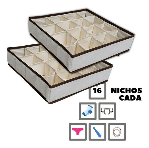 Kit 2 Caixa Organizadora Calcinhas Cuecas Sutiã 16 Nichos Cd