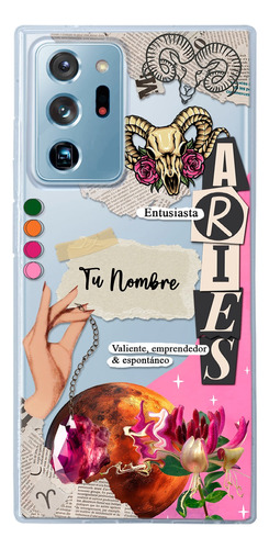 Funda Para Galaxy Mujer Signo Zodiaco Aries Con Tu Nombre