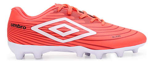 Chuteira Umbro Glaze Campo Coral Branco Preta