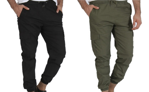 Pack X2 Pantalon Gabardina Cargo Moda Elastizado