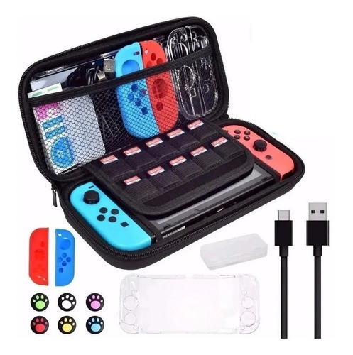 Kit De Acessórios 16 Em 1 Com Estojo Para Nintendo Switch