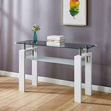 Mesa De Consola De Cristal Moderna De 2 Niveles, Blanca