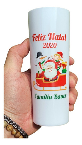 15 Copos Long Drink Branco Personalizado Natal Papai Noel