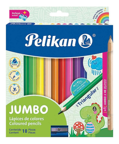 Lapices De Colores Palikan Jumbo Con 18 Colores Triangulares