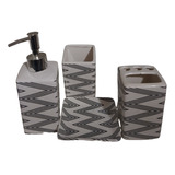 Accesorios De Baño Set 4 Piezas Zig Zag  Cerámica Jer