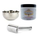 The Shaving Co Kit Crema De Afeitar Lavanda Razor Metal Bowl