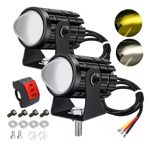 Par Faros Auxiliares Luces Led Moto Doble Color Impermeable