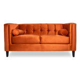 Love Seat Vintage Salas Modernas Minimalistas Sillones Color Naranja Diseño De La Tela Terciopelo