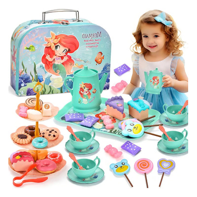 Juego de Té Jitnetiy para Niñas de 44 Piezas, Juguete de Cocina con Accesorios | Meses sin interés
