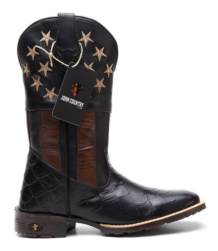 Bota Texana John Country Masculina 100% Em Couro Legítimo 