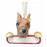 Pinscher Miniatura Ornamento Rojo  Pals De Santa  Con Nombre