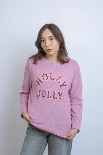 Ugly Sweater Navidad Holly Jolly Rosa - Invierno Toon Merch | Envío gratis