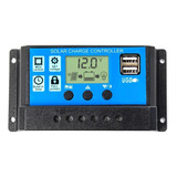 Regulador De Carga Panel Solar 10a 12v 24v Display Usb Pwm