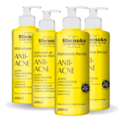 Kit Skincare Anti Acne C/ Acido Hialurônico E Vitamina A