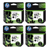 Muito + Por Menos ! Kit 4x Cartucho Original Hp 667xl Preto