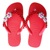 Havaianas Original Pérolas Bordado Personalizado Flores