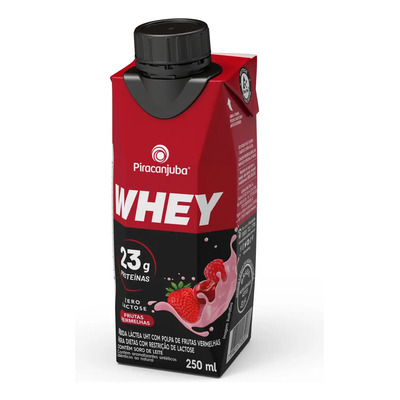 Bebida Láctea Uht Frutas Vermelhas Zero Lactose Piracanjuba Whey Caixa 250ml