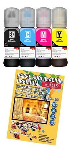 Papel Sublimacion 100 Hj + 4 Tinta Sublimar Para Epson L1300