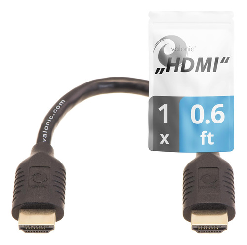 Cable Hdmi Corto Valonic - 0,6 Pies, 4k, Velocidad, Ultra Hd