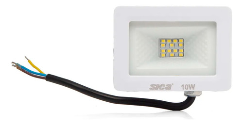 Proyector Led Reflector 10w Carcasa Blanca Luz Fría Sica