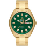 Relógio Orient Automático Dourado Verde 469gp076fe1kx + Nfe