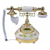 Teléfono Diseño Antiguo De Ceramica Color Blanco