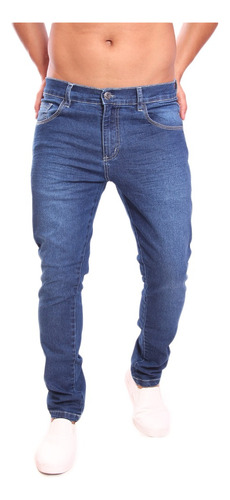 Calça Jeans Masculina Lycra Básica Elastano Escura Slim 0126