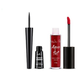 Kit Vult Delineador Líquido Preto + Batom Lip Tint Red