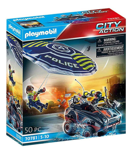 Playmobil - Polícia Com Paraquedas E Veículo Anfíbio - 70781