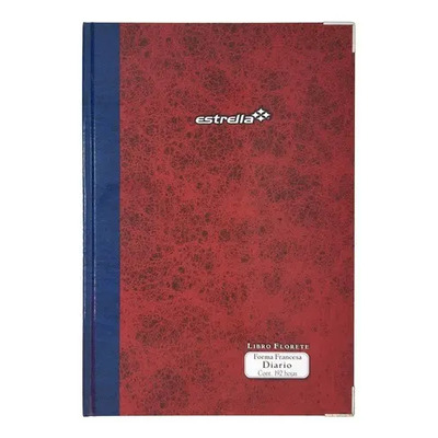Libro Florete Forma Francesa Estrella Diario 192 Hojas Color Vino | Meses sin interés