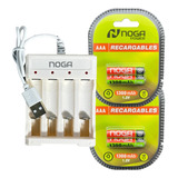 Cargador Usb Para 4 Pilas + 4 Pilas Aaa 1300mah Noga