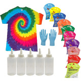 Kit Tie Dye - Colorantes Botellas Ligas Playera Y Guantes