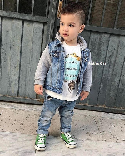 Roupa Infantil Jaqueta Jeans Moletom E Calça Bebê Menino