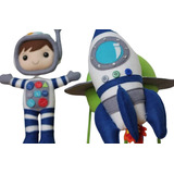 Astronauta E Foguete Decorativo Em Feltro, 30 Cm